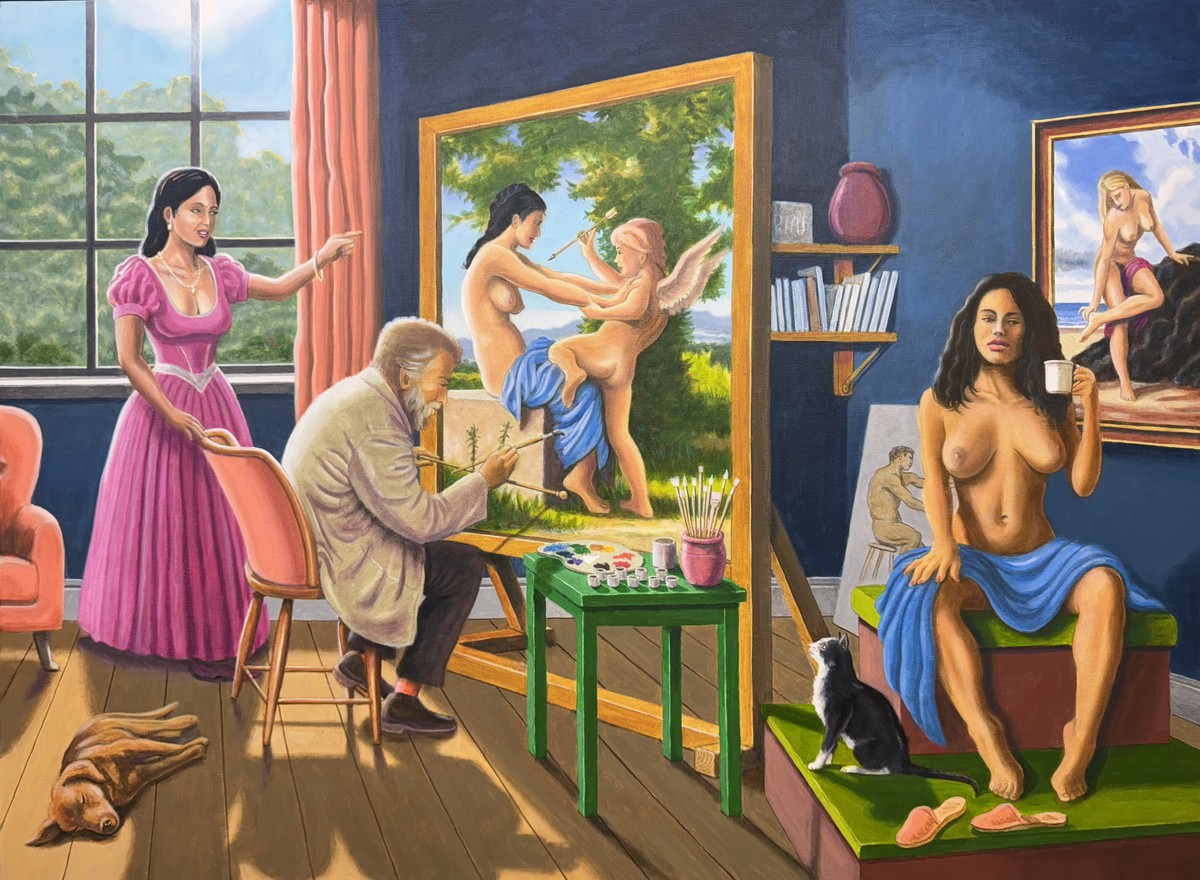 Bouguereau's Studio - Painting 'Young Woman Defending Against Eros